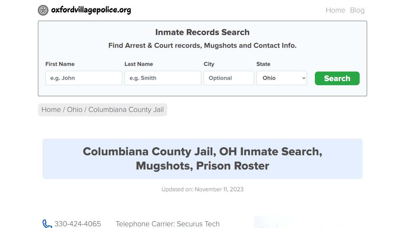 Columbiana County Jail, OH Inmate Search, Mugshots, Prison Roster